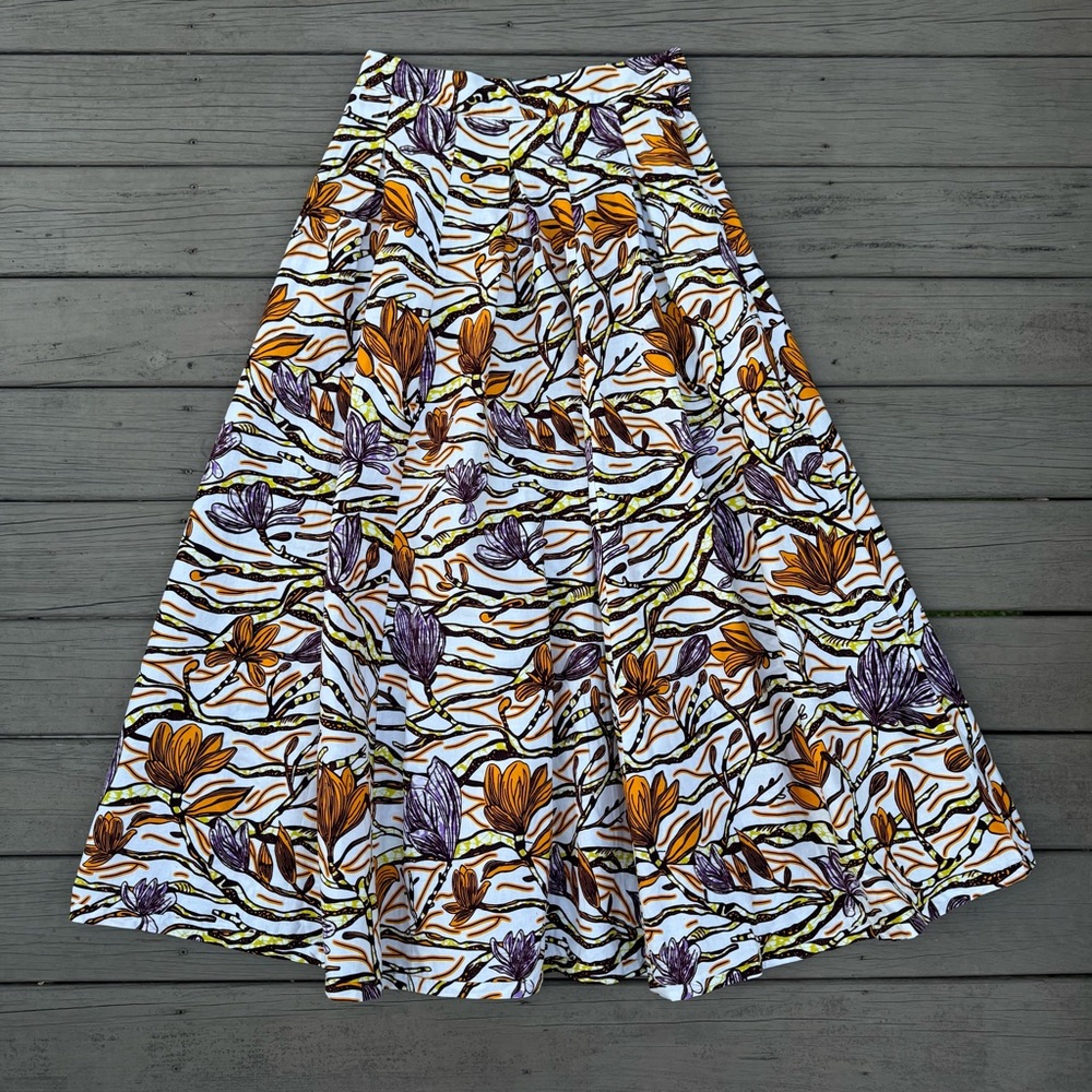 Francis + Benedict maxi skirt in orange and purple floral print size M